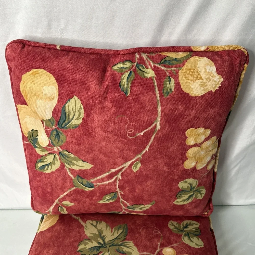 Vintage 80's-Waverly Mistral Red Yellow Fruit throw pillows 14x14x4-grandmacore